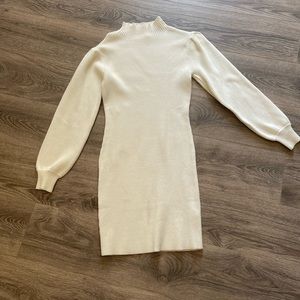 High neck long sleeve sweater dress